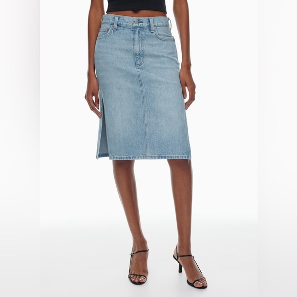 DENIM FORUM “The 90s Denim Skirt” Size 27 Indigo Blue Womens Midi - Picture 2 of 15